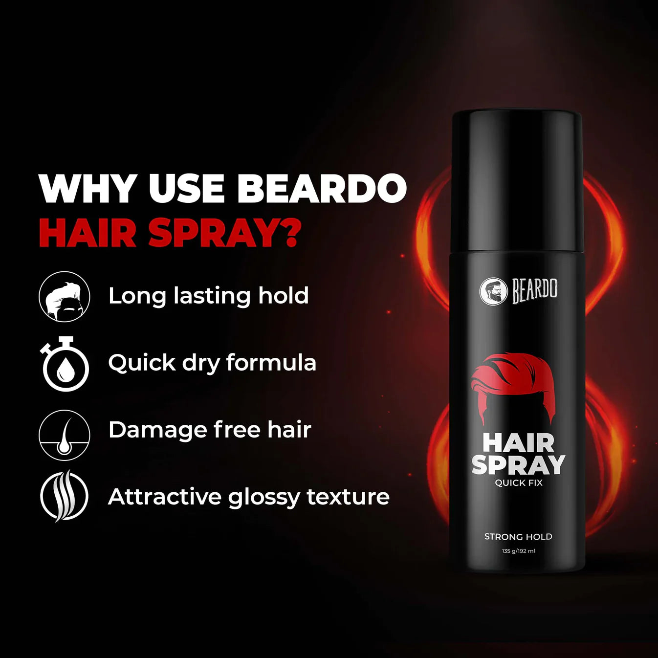 Beardo Strong Hold Hair Spray For Men 192ML