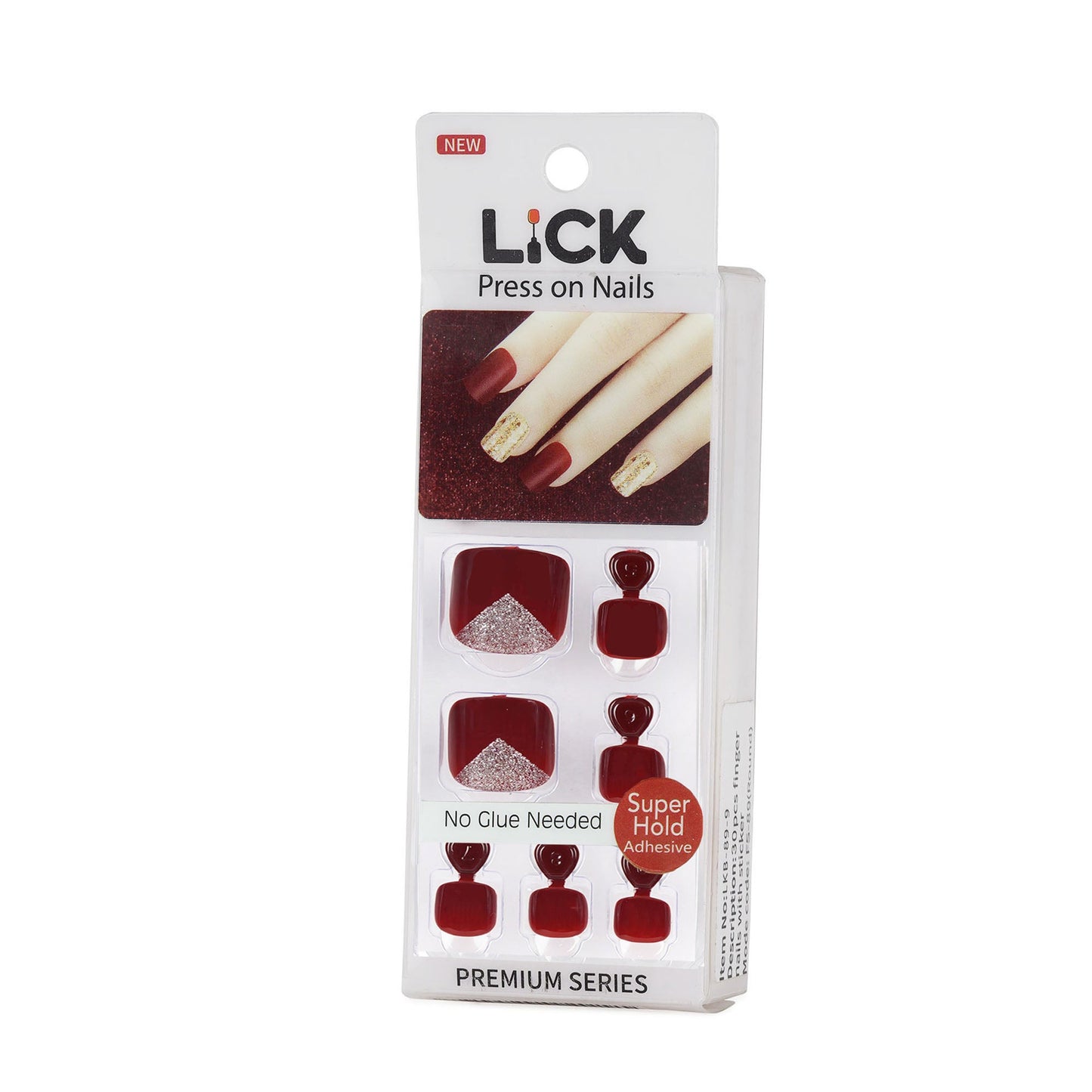 LICK NAILS Toe Glossy Finish False Press On Nails