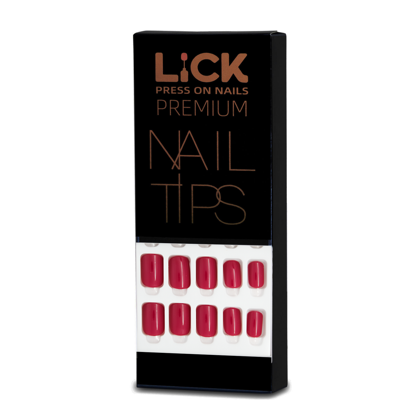 LICK NAILS Square Matte Deep Red Press On Nails