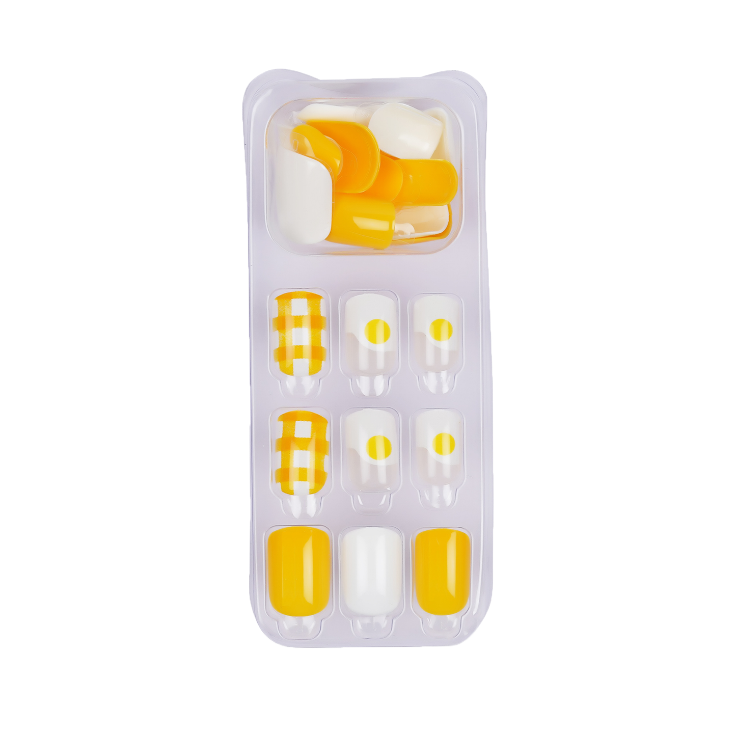 LICK NAILS Rubber Finish Yellow Printed & Glitter Press on Nails