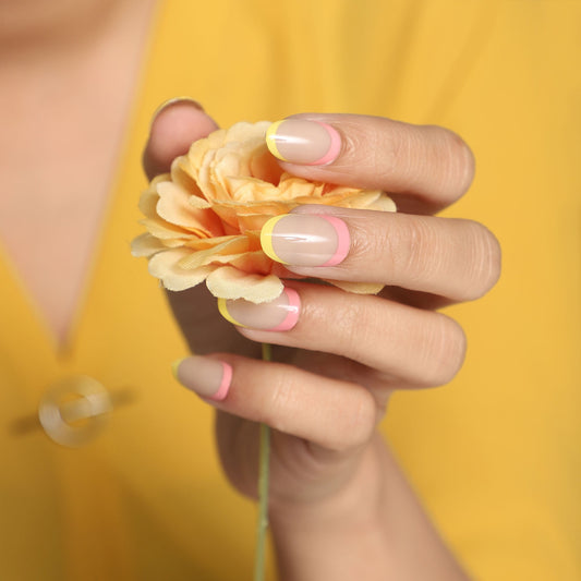 LICK NAILS Oval Shape Nude With French Tips Press On Nails