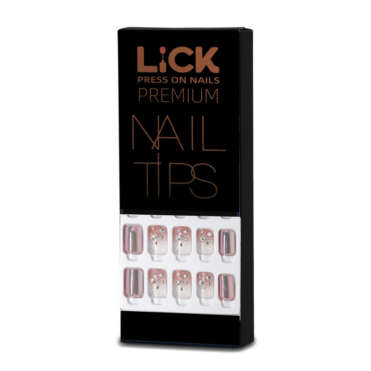 LICK NAILS Navy Blue With Red Base Press on Nails