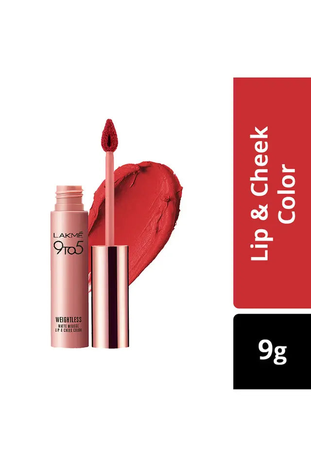 Lakme 9 To 5 Weightless Matte Mousse Lip & Cheek Color - Rouge Satin