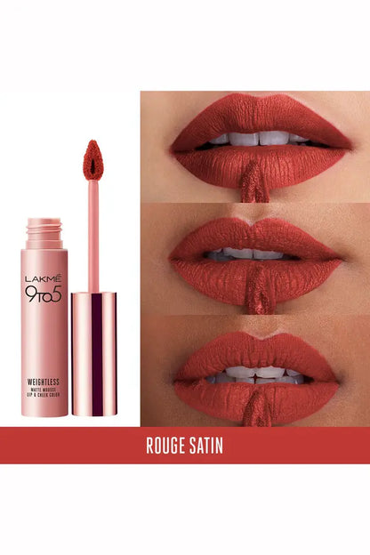 Lakme 9 To 5 Weightless Matte Mousse Lip & Cheek Color - Rouge Satin
