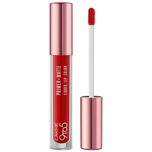 Lakme 9to5 Primer + Matte Liquid Lip Color - MR2 Driven Red