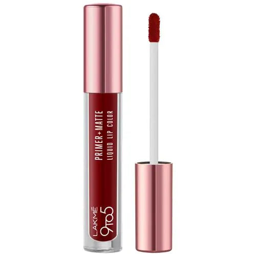 Lakme 9to5 Primer + Matte Liquid Lip Color - MR4 Deepmaroon