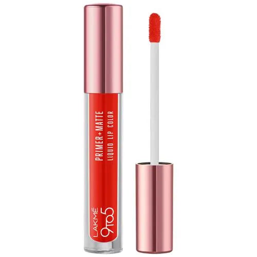 Lakme 9to5 Primer + Matte Liquid Lip Color - MO1 Confident Coral