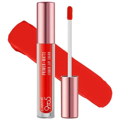 Lakme 9to5 Primer + Matte Liquid Lip Color - MO1 Confident Coral
