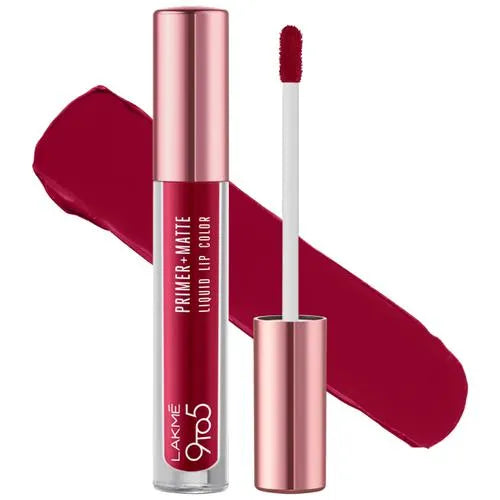 Lakme 9to5 Primer + Matte Liquid Lip Color - MM3 Crisp Wine