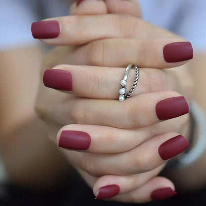 LICK NAILS Classic Maroon Square Press On Nails