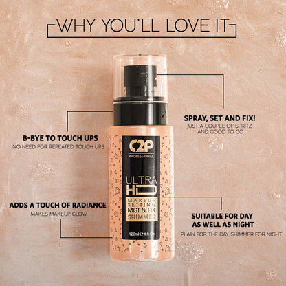 C2P ULTRA HD MAKEUP SETTING MIST & FIX - SHIMMER