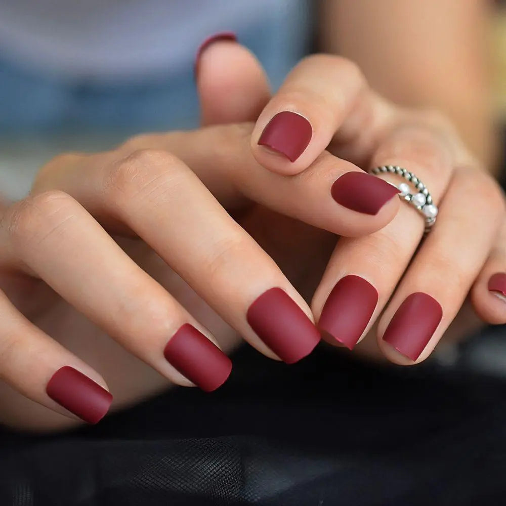 LICK NAILS Classic Maroon Square Press On Nails