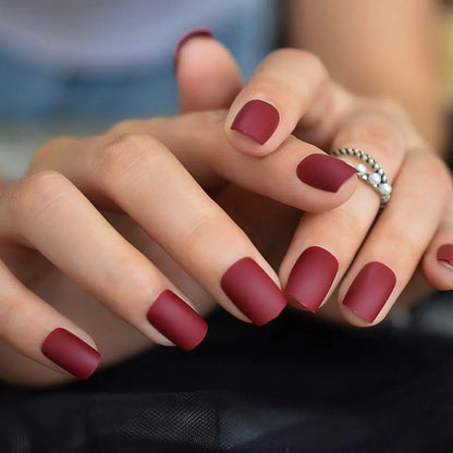 LICK NAILS Classic Maroon Square Press On Nails