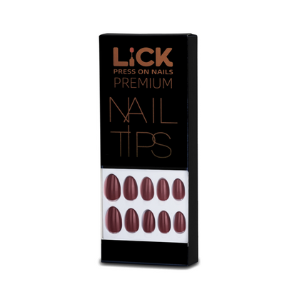 LICK NAILS Oval Shape Dark Maroon Press On Nails