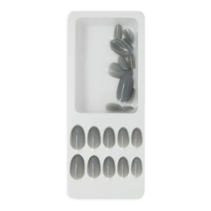 LICK NAILS Oval Shape  Grey Shade Press On Nails
