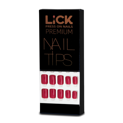 LICK NAILS Square Matte Deep Red Press On Nails