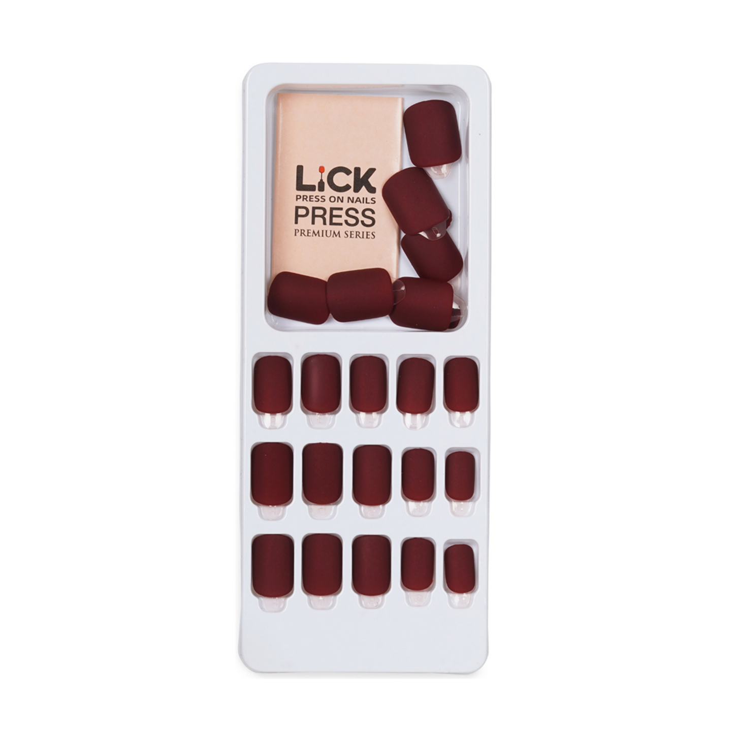 LICK NAILS Classic Maroon Square Press On Nails