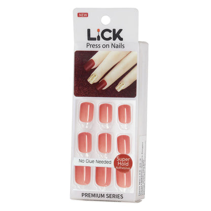 LICK NAILS Almond Pink Square Press On Nails