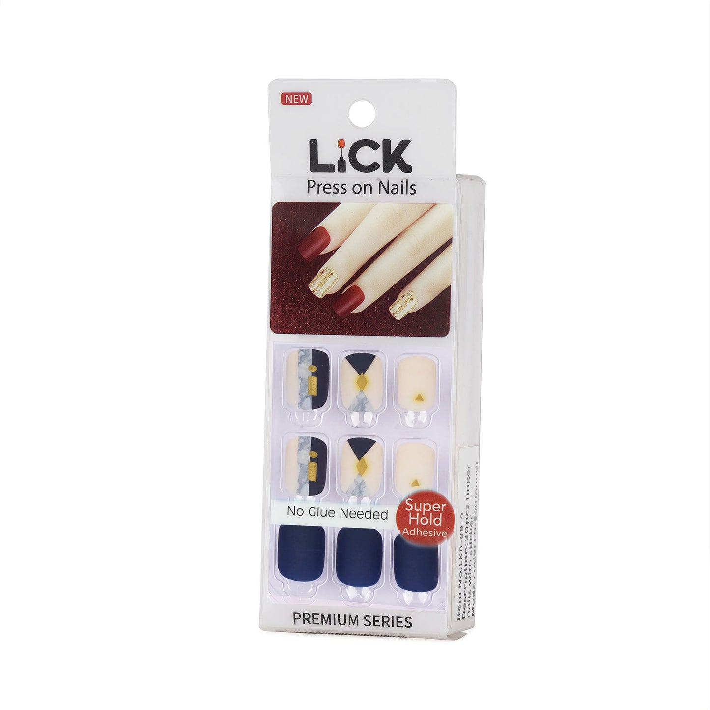 LICK NAILS navy blue Printed Press On Nails