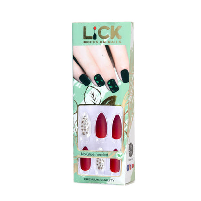 LICK NAILS Red and white Shade Press on Nails