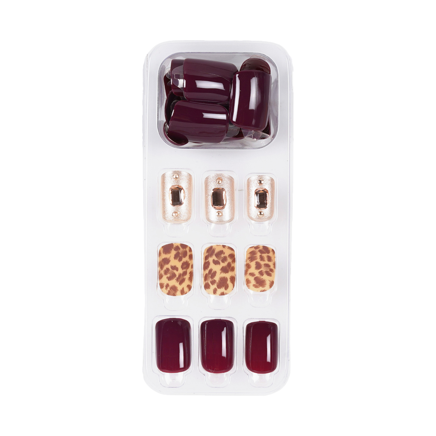 LICK NAILS Deep Wine With stud Design Press on Nails