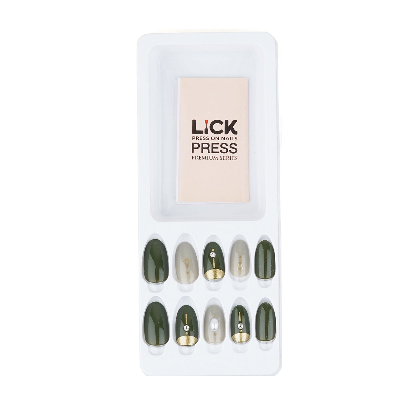 LICK NAILS Oval Shape  Dark Oliv Pastel Press On Nails