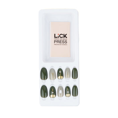 LICK NAILS Oval Shape  Dark Oliv Pastel Press On Nails