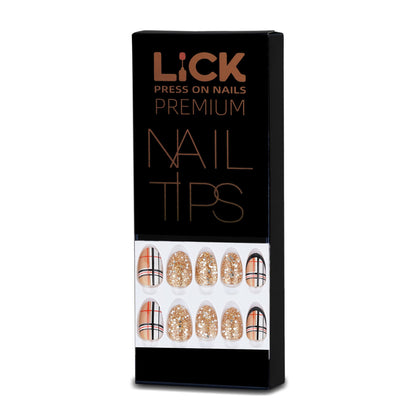 LICK NAILS Nude With Check Print Press on Nails