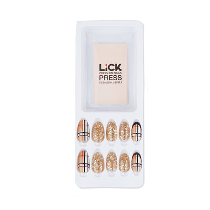 LICK NAILS Nude With Check Print Press on Nails