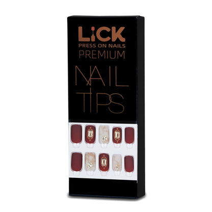 LICK NAILS Glossy Mauve Purple Square Press On Nails