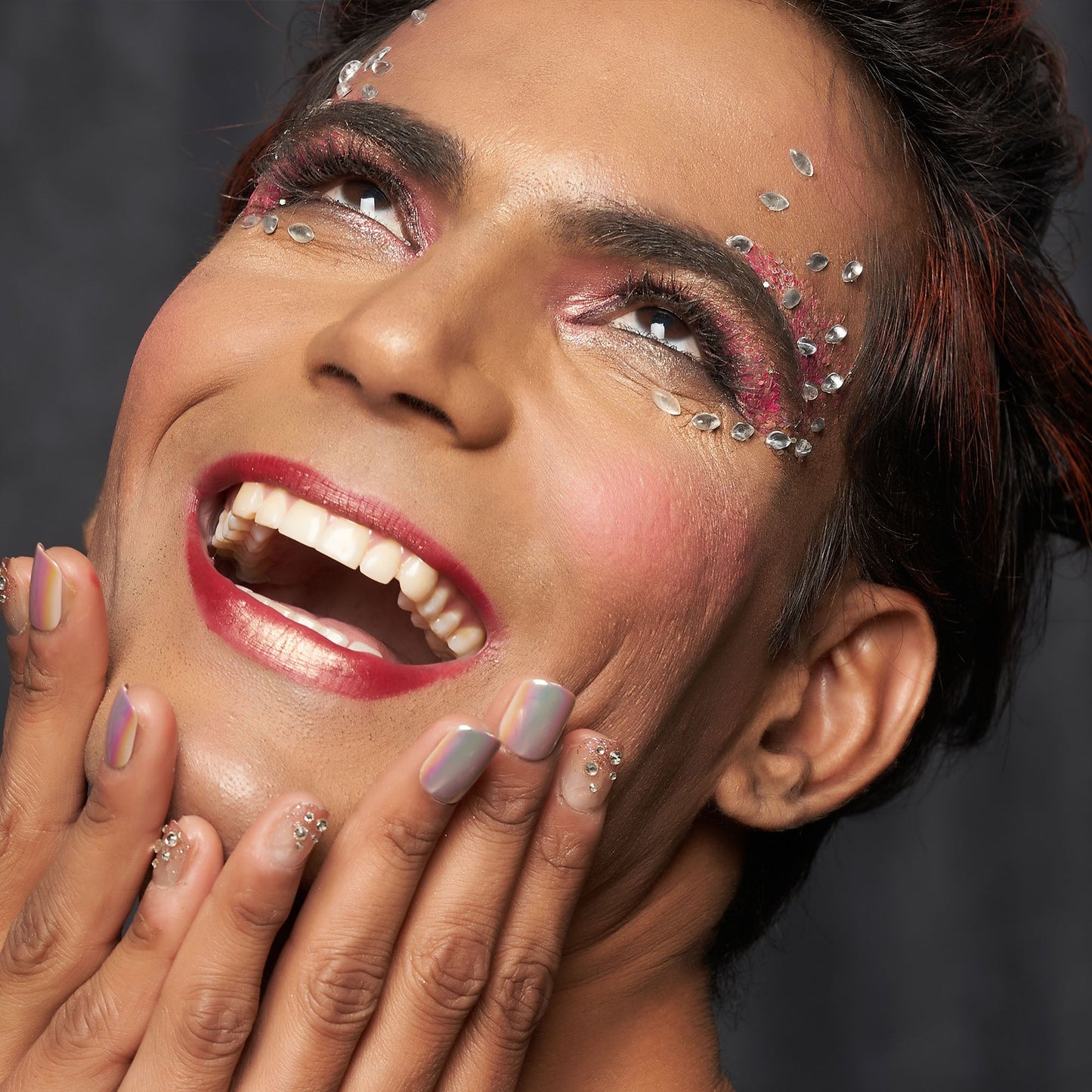 LICK NAILS Check Design Grey & Blue Press on Nails