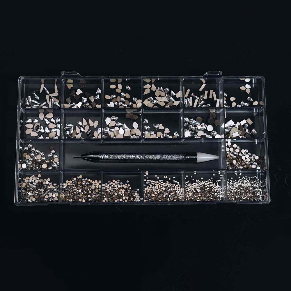 Lick Nails Rhine Stones multiple shape 21 Grid box- 50 pc