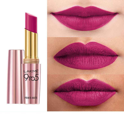 Lakme 9 To 5 Primer + Matte Lipstick - MP4 Plum Pink