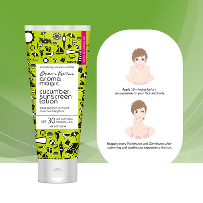 Aroma Magic Cucumber Sunscreen Lotion SPF 30 UVA/UVB All Natural Mineral Line